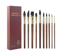 10 pinceles de acuarela con mango de madera, cerdas sintéticas, para pintura al aire libre, bocetos, ilustraciones artísticas, pinceles de pasatiempos