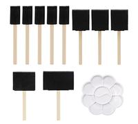 10 pinceles de espuma de esponja con paleta de ciruela de 1 pieza, pincel de pintura esponja con mango madera, herramienta esponja de pintura, pincel pintura espuma manualidades, barnices, manchas
