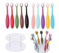 10 pinceles de mezcla de tinta con 10 cepillos de tapa y soporte de cepillo redondo conjunto de embalaje para álbumes de recortes, fabricación de tarjetas, papel artesanía, fondo de licuadora pintura