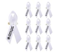 10 pines de cinta de recuerdo funerario, alfileres de solapa conmemorativos de luto para funeral, condolencias, condolencias, tumbas, insignia conmemorativa de nomeolvides (blanco)