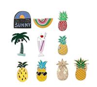 10 pines esmaltados para vacaciones en la playa tropical, piña, coco, helado, insignia, aleación botánica, 3 cm, metal, sin piedras preciosas, 3cm(1.2"), Metal, No es una piedra preciosa