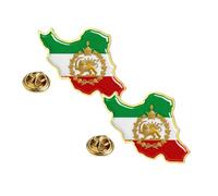 10 pinos de metal dorado con pintura con diseño de bandera del león iraní, broche de mapa de Irán de acero inoxidable con bandera de Persia, león y corona del sol, alfileres, insignia de recuerdo