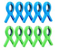 10 Pinzas Clips Grandes para Toalla de Playa, Pinzas de Plástico Resistentes y Estables para Sillas de Playa y Cruceros, Colores Brillantes