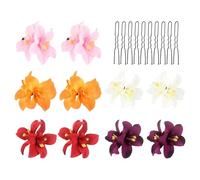 10 Pinzas De Flores Tropicales Artificiales, 10 Pinzas En Forma De U, Accesorios Para El Cabello De Flores, Pinzas Para El Cabello De Orquídeas, Tarjetas Para El Cabello Con Flores