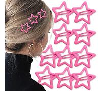 10 pinzas de pelo pequeñas con estrella rosa para niñas, accesorios para el cabello Kawaii para mujer, pasadores de pelo Y2K con estrella a presión, clips de estrella antideslizantes para pinzas de