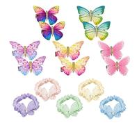 10 Pinzas Para El Cabello De Mariposa Y 5 Lazos Para El Cabello De Mariposa, Joyas De Mariposa, Accesorios Para El Cabello Para Niñas, Cuerda Para El Cabello Elástica Y Duradera