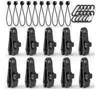 10 Pinzas para Toldos y Lonas 10 Cuerdas Elásticas con Bola 10 Abrazaderas de Mosquetón Clips De Lona Adecuados para Acampar, Navegar, Aventuras o Picnic, etc