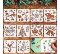 10 plantillas de Navidad, plantillas de dibujo, plantillas para pintar, plantillas de plástico, plantillas reutilizables, plantillas para colorear DIY para niños, Navidad, Adviento