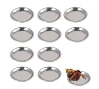 10 platos de comida de cangrejo ermitaño, cuenco de agua de cangrejo ermitaño de acero inoxidable, cuencos de alimentación de reptiles, accesorios de acuario de tanque, para cangrejo, caracol, gecko