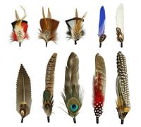 10 plumas de sombrero, plumas naturales, plumas de pavo real para sombreros, plumas coloridas, plumas de sombrero de vaquero, plumas para sombreros de vaquero occidental (10 estilos)