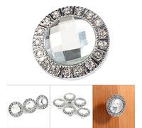 10 Pomos de Armario de Cristal de Diamante Transparente, Elegante Tirador de Puerta de Cajón para Suministros de Mejoras para el Hogar, Aleación de Zinc + Agujero único de Diamantes de