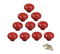 10 pomos redondos de cerámica de colores con un solo orificio, tirador para armario, aparador, puerta, cajón rosso