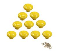 10 pomos redondos de cerámica de colores con un solo orificio, tirador para armario, aparador, puerta, cajón amarillo
