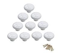 10 pomos redondos de cerámica de colores con un solo orificio, tirador para armario, aparador, puerta, cajón blanco