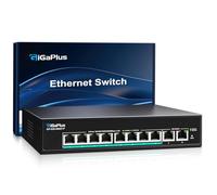 10-Port 10Gb Unmanaged PoE Ethernet Switch with 8*2.5G Base-T PoE Ports, 2*10G RJ45 Ports. 80Gbps Switching Capacity, GiGaPlus 10Gbps Network Switch for 2.5G/10Gbps NAS/PC, WiFi6 Router, Wireless Ap
