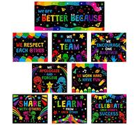 10 pósteres de aula, coloridos tablones de anuncios, decoración de carteles motivacionales, somos mejores, pancarta para jardín de infantes, preescolar, primaria, secundaria, aula (30cm x 25cm)