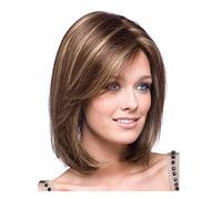 10 Pulgadas Corta Marrón Bob Peluca con Flequillo Resaltar Peluca Peluca Ligeramente Rizada En El Pelo Natural Pelucas Rectas Del Pelo Sintético para Las Mujeres Daily Party Cosplay Wear