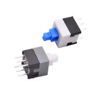 10 pulsadores táctiles de PCB con enclavamiento, interruptor de encendido y apagado, bloqueo y desbloqueo automático, tapa DIP de 6 pines, 5,8 x 5,8/7 x 7/8 x 8/8,5 x 8,5 mm(7.0x7.0mm,Red Cap,Locking)