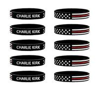 10 pulseras de Charlie Kirk, pulsera de silicona conmemorativa de la libertad patriota auténtica para hombres y mujeres, Universal, Silicona, 0