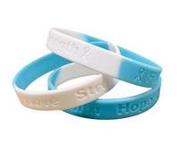 10 pulseras de silicona para concienciación sobre el cáncer de próstata azul claro y blanco, con lazos, 10 pulseras de silicona 100% de grado médico_AB