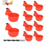 10 Pzs Bebedero Gallinas Automático, Juego de Comedero para Aves de Corral, Bebedero con Taladro, Dispensador de Agua para Pájaro Codorniz Paloma Pollo Gallina