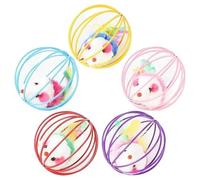 10 ratones coloridos en jaula, juguete para gatos dentro de la arena, juguete interactivo para uso en interiores
