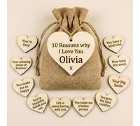 10 Reasons I Love You, regalos románticos para novio, etiquetas de corazones de madera grabadas, aniversario, Navidad, regalo de cumpleaños para esposa, mamá, novia