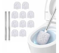 10 Recambios Escobilla WC Blanco Ø 8 cm con 2 Mangos Acero Inoxidable Antióxido Cabeza Intercambiable 8 cm Diámetro Cepillo Inodoro Repuesto Baño Limpiador Vater escobilla Escobillas Limpieza Dura