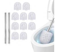 10 Recambios Escobilla WC Blanco 8cm 2 Mangos Acero Inoxidable para Inodoro | Cabeza intercambiable rosca 1,2cm, cerdas PP antiarañazos limpia sarro, no pierde pelos, fácil uso, ideal baño hotel oficina