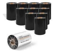 10 Rollos Cinta Cera con Resina 110mm x 450m - Núcleo 25mm Cinta Transferencia Térmica para Etiquetas Código Barras, CSO Exterior, Compatible con Zebra, Sato, Datamax, TSC, GoDex