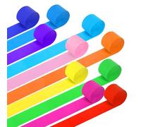 10 rollos de papel crepé, multicolor, arco iris, serpentinas, cinta crepé multicolor, para decoración de fiestas, cumpleaños, decoración de bodas (4,5 cm x 25 m)