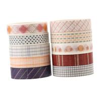 10 Rollos Kit de Cinta Washi para Manualidades y Álbum DIY, 10 | Patrones Geométricos Básicos, Estilo Sencillo, se Puede Rasgar a Mano, sin Residuo Adhesivo