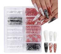 10 Rollos Nail Foil Transfer Sticker, Papel Transfer, Lámina de Uñas Holográfica Tips Wraps Kit Manicura, Pegatinas para Uñas, Rojo Blanca Negra Pegatinas Para Uñas Autoadesiva, DIY Manicura(4*50CM)