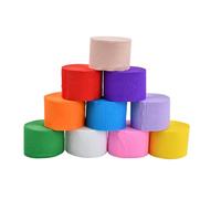 10 Rollos Serpentinas de Papel Crepe, Rolls de Papel Crespón, Artesanía Colores para Manualidades, Decoración de Fiestas, Flores, Cumpleaños, Bodas, 4.5 cm x 25 m