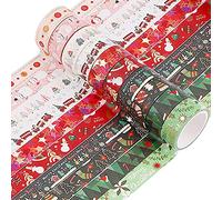 10 Rollos Washi Tape Navideña,15 mm Navideñas Cinta Adhesiva Decorativa Washi Cintas Navideñas Cintas de Washi Decorativas Cinta Adhesiva Decorativa Washi Cinta Decorativa para Envolver Regalos