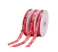 10 Rolls 25 Yards 3/8 Inch Merry Christmas Tree Snowflake Printing Red Ribbon for DIY Crafts Gift Wrapping Bow Making Xmas Holiday Party Decoration