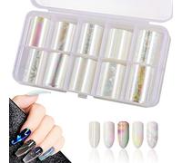 10 Rolls Nail Foil Sticker, Mwoot Holográfico Nail Stickers Tips Wraps Foil Transfer Sticker Glitters Kit de decoración para manicura Acrílico DIY Decoración (2.5cm100cm)