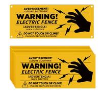 10 señales de advertencia de vallas eléctricas - 25 x 10 cm Señales de seguridad para valla eléctrica de plástico / señal de advertencia delicada - Para peligro de vallas