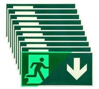 10 señales de salida de emergencia que se iluminan, 300 x 150 mm, largas, luminosas, para salida de emergencia, señales de salida de emergencia, señales de salida de escape, señales de camino de