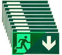 10 señales de salida de emergencia que se iluminan, 300 x 150 mm, largas, luminosas, para salida de emergencia, señales de salida de emergencia, señales de salida de escape, señales de camino de