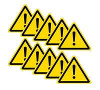10 señales de seguridad triangulares de advertencia de peligro, símbolo de peligro general/punto de exclamación, adhesivo de vinilo autoadhesivo (60 mm x 49 mm)