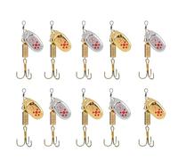 10 señuelos giratorios de oro y plata, con diseño de anzuelo, ríos, lagos, cuencas, esch? giratorios para el mar, trucha, , lucio, salmón