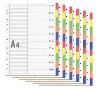 10 separadores para carpetas A4, 6 hojas separadoras DIN A4, cartón reciclable, 11 agujeros, práctica portada de papel estable para escribir, archivadores, 5 colores para carpetas, archivadores