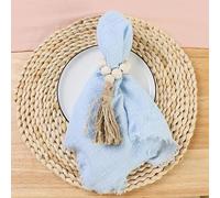 10 servilletas de algodón Gasa 32x32 cm, Retro con Estampado Rebabas for decoración mesas en Bodas y Fiestas(Sky Blue)