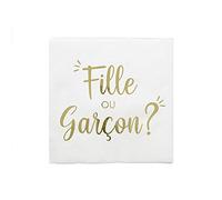 10 servilletas de papel de gender reveal, 33 cm, color blanco