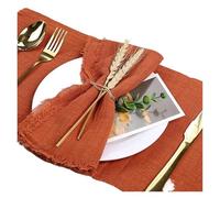 10 servilletas de Tela de algodón de Gasa roja navideña de 32 x 32 cm, Reutilizables, for decoración de Mesa de Bodas y Fiestas, Estilo Retro.(10pcs Terracotta)