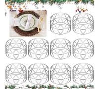 10 servilleteros plateados, de metal, universales, servilleteros, hebillas huecas, servilleteros vintage, decoración de mesa para bodas, fiestas, Navidad, cumpleaños