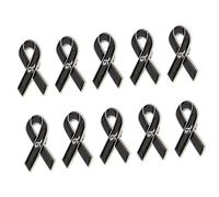 10 / set sofisticado broche de listón negro para conocimiento de la piel y ocasión de luto con forma geométrica Pin de ramillete de luto