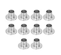 10 Set Stainless Steel Flanged Holder Base for Closet Rod Heavy Duty 25mm Tube Bracket with Adjustable Screw Mounting Brushed Finish Hardware for Wardrobe Shelf Bed Frame (Brida alta Φ19)