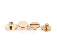 10 sets de remaches de artesanía en cuero, 5/6.5/8 mm botón de latón macizo Stud bricolaje tornillo de oro clavo remache Screwback para Leathercraft cinturón libro de cuentas álbum de fotos(5mm)